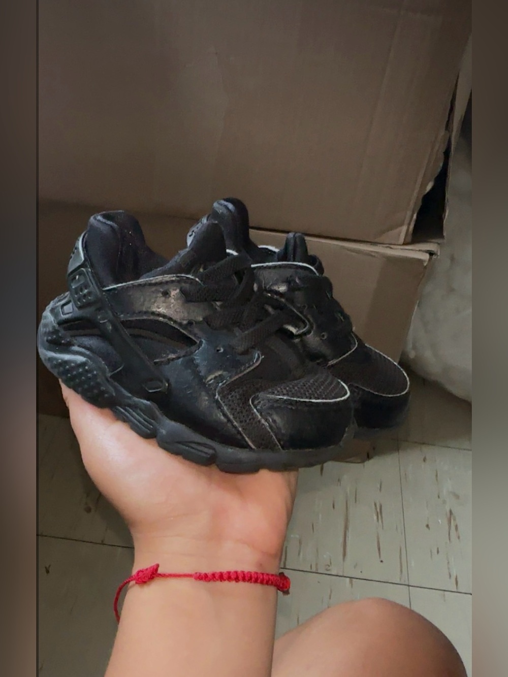 Kids Black Athletic Sneakers - Durable Lightweight Comfort